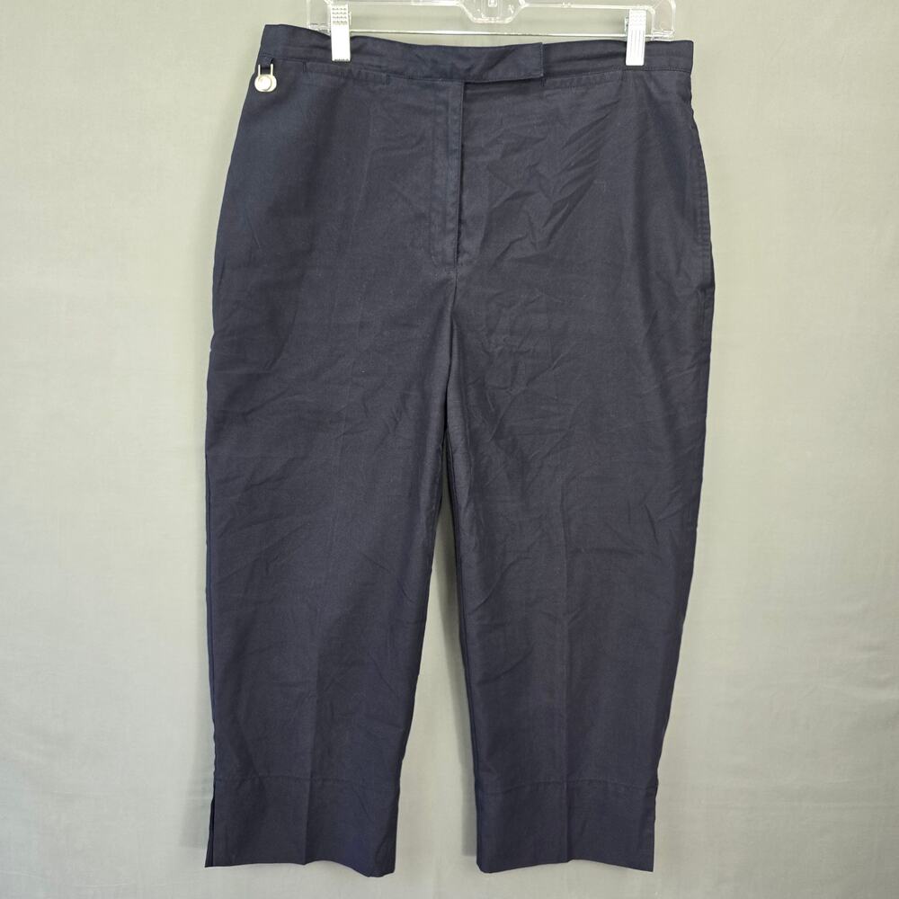 Liz Golf Anissa Navy Blue Pants Size 14 Chino Activewear Flat Front Logo Women's
